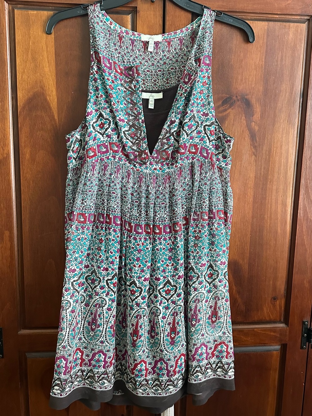 Joie Multicolor Boho Sleeveless Tunic - Teal & Magenta and brown